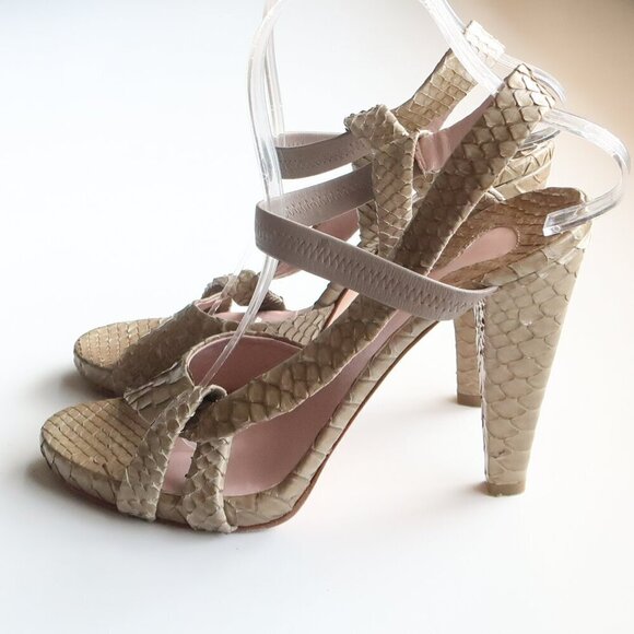 Chloe Sage Green Snakeskin Leather Open Toe Sandals Luxury Designer Summer Shoes - Picture 11 of 16